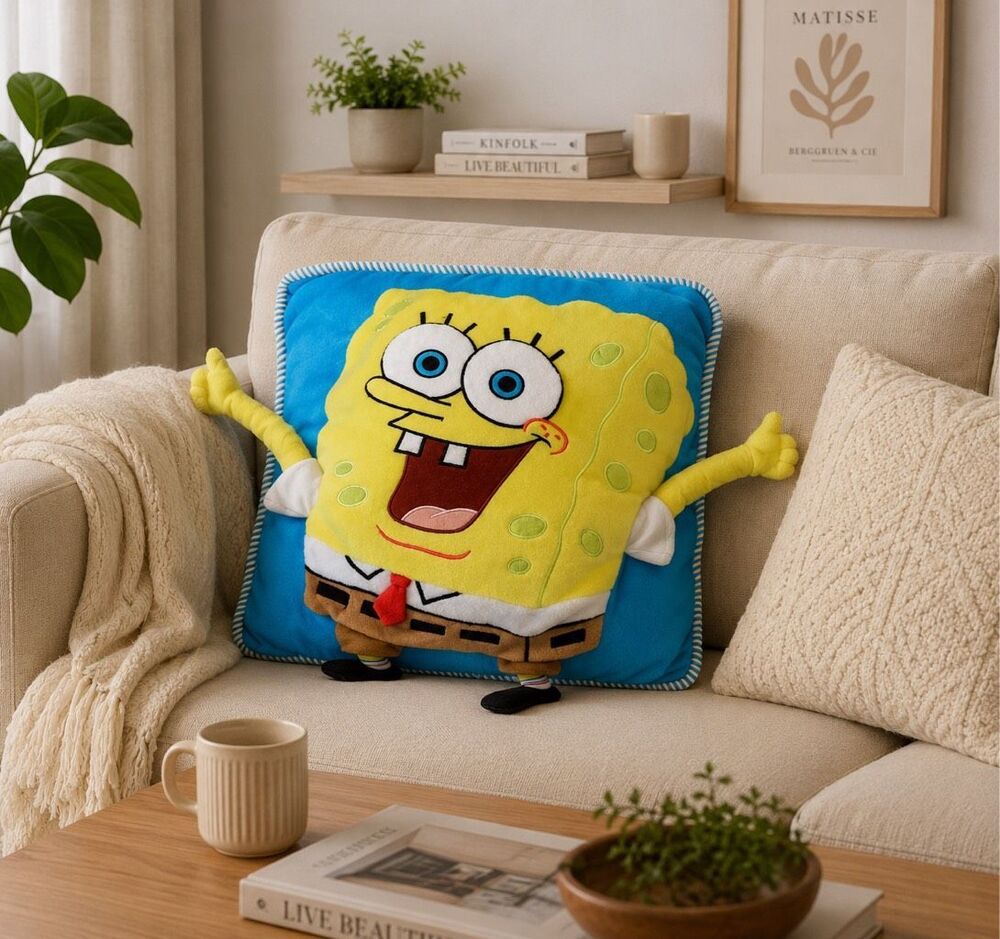 SpongeBob SquarePants Vintage 3D Pillow Plush 2001 Viacom Amrs & Legs 14x16"